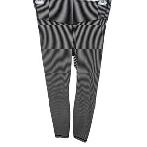 GAPFit Black White Stripe High Rise‎ Full Length Leggings Workout Athleisure M